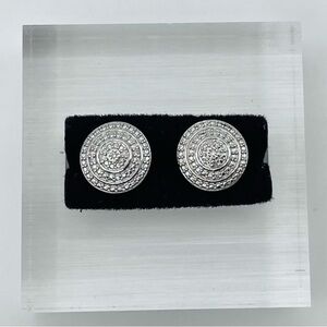Round Sterling Silver Studs with Natural Diamond Accent